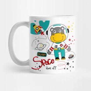 hippo outer space cartoon Mug